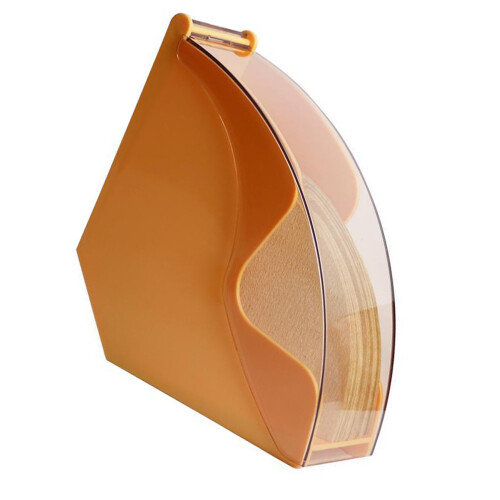Acrylic Coffee Filter Holder with Lid Fan Shaped Filter Paper Dustproof Storage Box Dispenser Container Yellow
