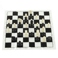 Internationales Kunststoff-Schachspiel mit 25 cm Brett für Kinder & Erwachsene, Schwarz & Weiß