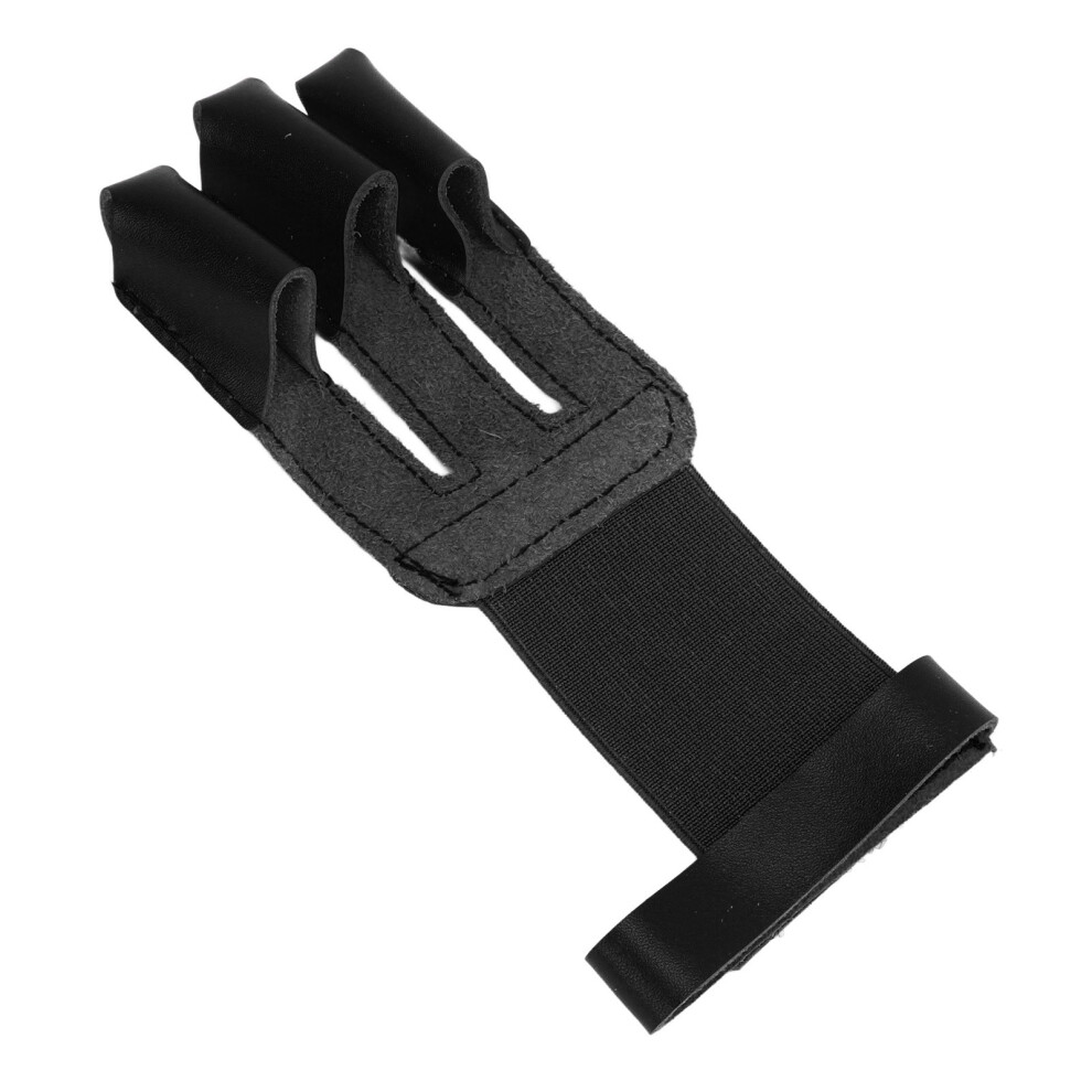 Archery Glove Cowhide Protective 3 Finger Guard Finger Tab Glove for Hunting Shooting Targeting Black
