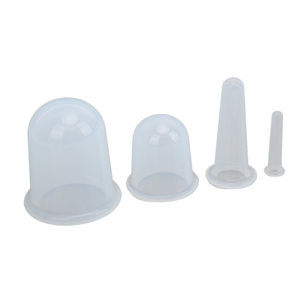 4pcs Facial Cupping Set Silicone Transparent Vacuum Suction Massage Cups for Fine Lines Wrinkles