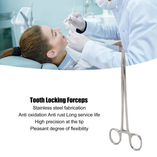 18CM Tooth Forceps Long Lasting Full Teeth Precision Forceps Locking Tweezers Clamp 2