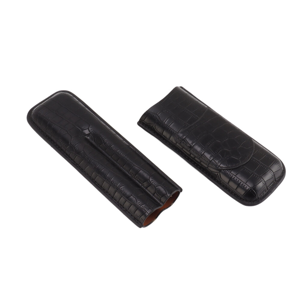 Cigar Case 2 Finger Moisturizing Faux Leather Portable Cigar Box for Travel Business Office