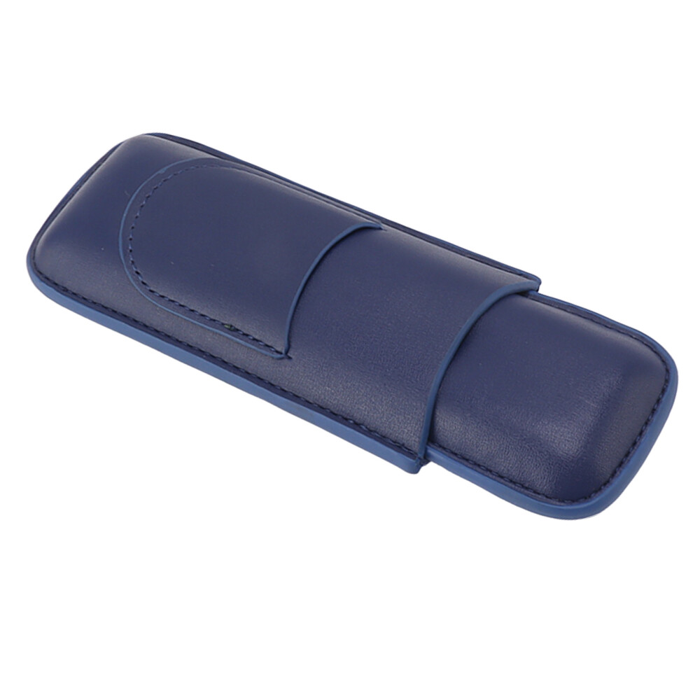 Blue Cigar Case Elegant Vintage Hand Crafted Slim Portable 2 Fingers Cigar Holder For Travel Party Business