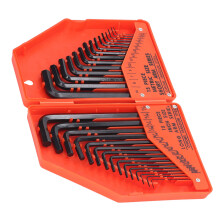30 Stück 45# Stahl-Sechskant-Schlüssel-Set, Zoll/Metisch, lang & kurz Arm
