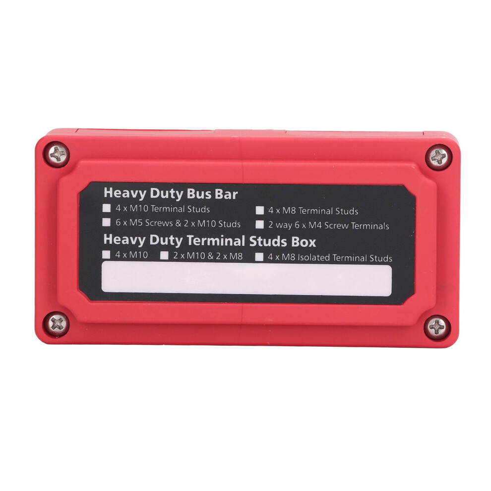 Bus Bar Box With Screws M10 Terminal Studs Power Junction Distribution Block Busbar Box 48V 300A Red 8421317733351
