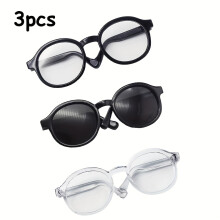 (Type C) 3pcs Multicolor Plastic Glasses - 6.5cm Round Decorative Collectible Eyewear for Labubu & Fashion Dolls, Mixed Colors