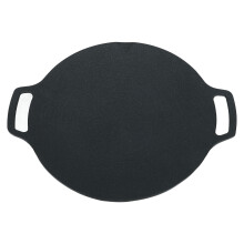 Korean BBQ Grill Pan with Double Handle 6 Layer Coating Multifunctional Non Stick Round Griddle for Gas Cooker 29cm/11.4in