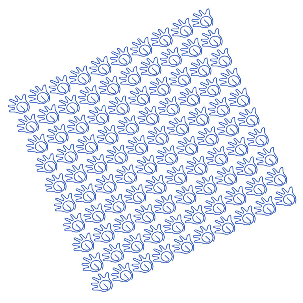 100Pcs Paper Clips Innovative Cute Small Palm Shape Reusable Mini Metal Paperclips For Office School Home Blue 7901317737517