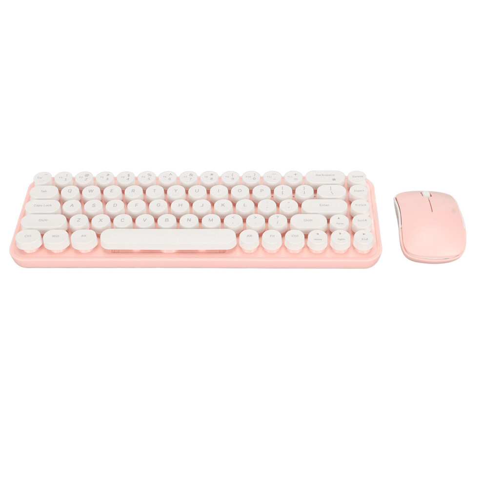 Typewriter Keyboard And Mouse Combo 68 Keys 2.4Ghz Stable Transmission Battery Powered Retro Typewriter Keyboard For Windows White/Pink 7901317738019
