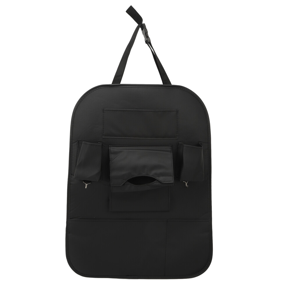 Backrest Organizer Bag 47X63.5cm Pu Leather Rear Car Seat Muti Pocket Storage Bag Kick Mats Black 8721317740787