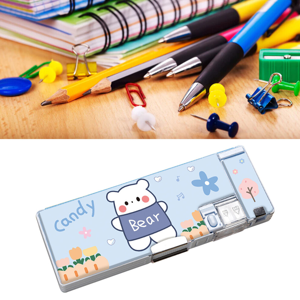 Pencil Bag Cute Cartoon Style Double Sided Inbuilt Sharpener Portable Large Capacity Large Pencil Case for Kids School Bear-image-OPC-PHS67BY-NEW