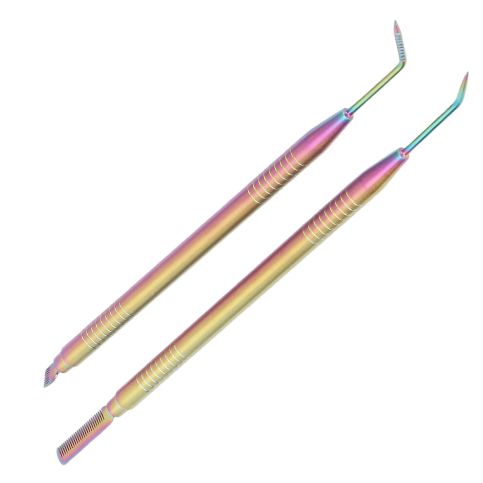 2 in 1 Eye Lash Lift Tool Stainless Steel Double Ended Eyelash Separator Tool for Eyebrow Perming Tinting Colorful