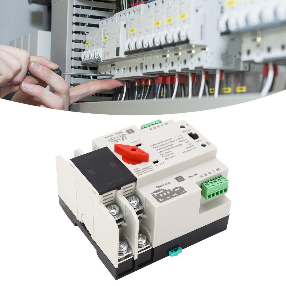 Automatic Transfer Switch Dual Power 2P Flame Retardant Power Transfer Switch For Generator Ac220v 125A 8241317744986