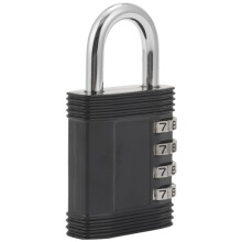 Cadeado externo, código de 4 dígitos para armários de academia, caixa de ferramentas - número reajustável e à prova de intempéries, preto