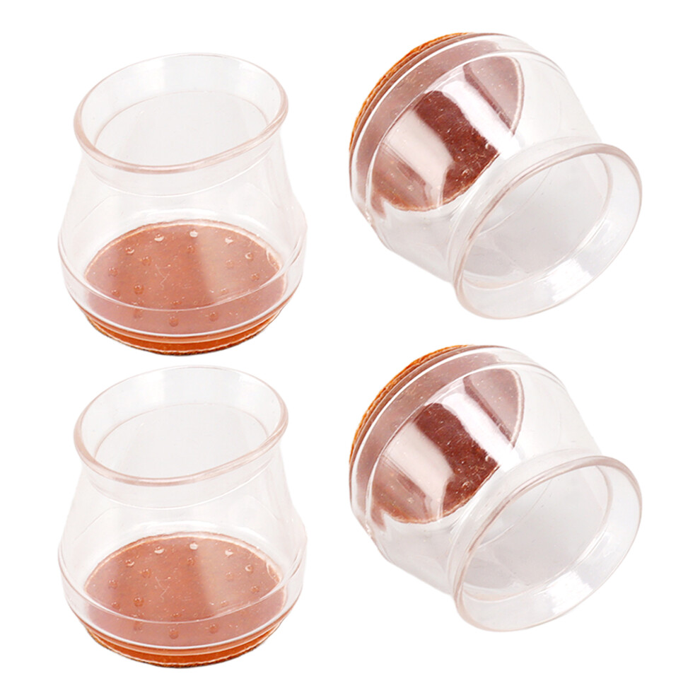 16Pcs Chair Leg Floor Protectors Transparent Round Scratch Resistance Silent Silicone Felt Furniture Pads Covers 3.5X3.8x3.3cm / 1.4X1.5x1. 7901317748452