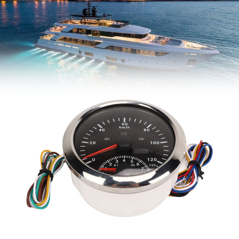 Gps Speedometer With Tachometer 8000 Rpm 85Mm 3 3/8 In Gps Speedometer With Indiction For Marine Atv Vehicle Dial Bezel Light/Black/Silver 3301317750587