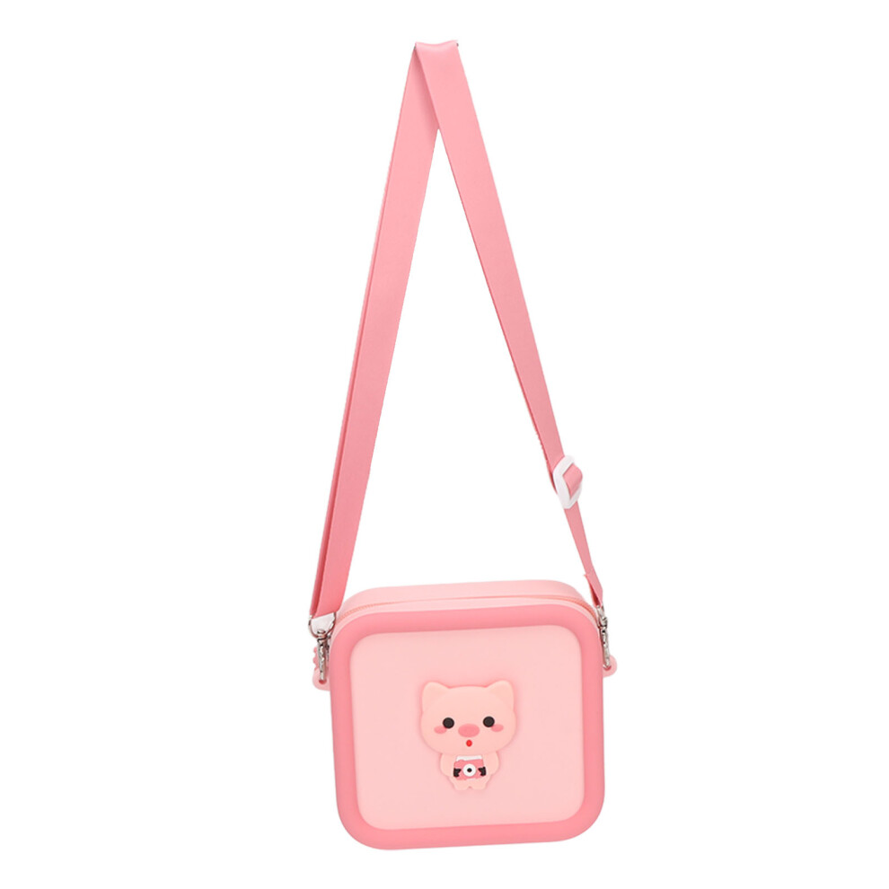 Silicone Kids Camera Bag Cute Cartoon Animal Decoration Shockproof Waterproof Large Capacity Kids Camera Carrying Case Pig Pink 4651317751428