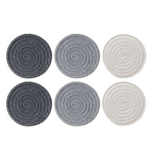 Pacote com 6 porta-copos redondos para bebidas, conjunto de porta-copos vintage para proteção de mesa, tecido resistente ao calor