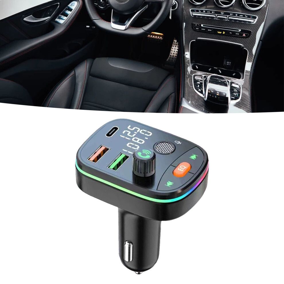 Car Fm Transmitter Support Hands Free Calling 3 Charging Port Bluetooth Fm Transmitter Car Mp3 Player 8491317754274