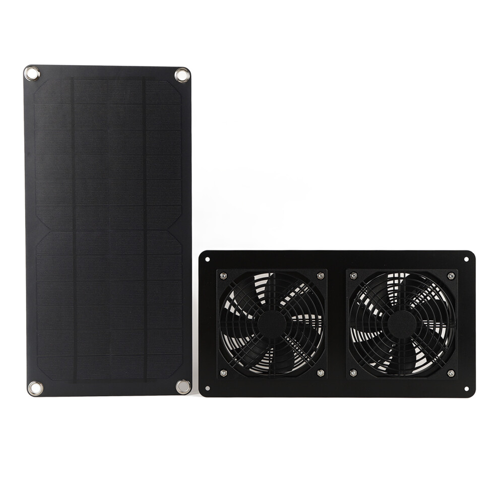 12V 10W Solar Powered Fan Kit Monocrystalline Silicon 3W Dual Cooling Fan For Car Greenhouse 4071317757631