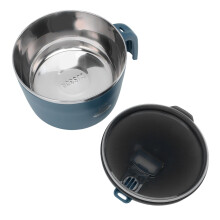 Großer 1300 ml Edelstahl-Nudelschale mit Deckel & Handyhalterung Blau