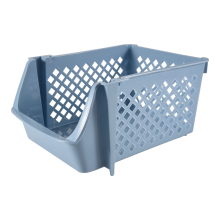 Stackable Kitchen Vegetable and Fruit Storage Basket Organizer for Food Snacks Toys Toiletries Plastic Bins Blue