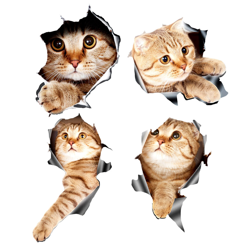 (4Pcs) 3D Cat Car Stickers Decal / Sticker For Window, Truck, Car, Laptop Or 4851949468583