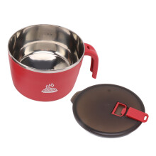 1300ML Edelstahl-Nudelschale mit Deckel, Rot, Handyhalter