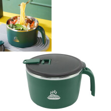 Robuste Edelstahlschüssel für Mahlzeiten 1300 ml mit Deckel, Abfluss und Telefonfach, grün