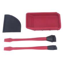 4-teiliger Silikonkleber-Set mit Pinsel, Kamm & Schale für Holzarbeiten