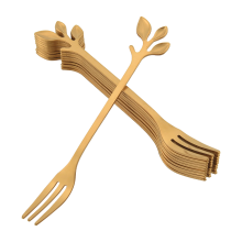10 Pcs Stainless Steel Leaf Cake Fruit Forks Set Tasting Dessert Kitchen Accessory Wedding Golden