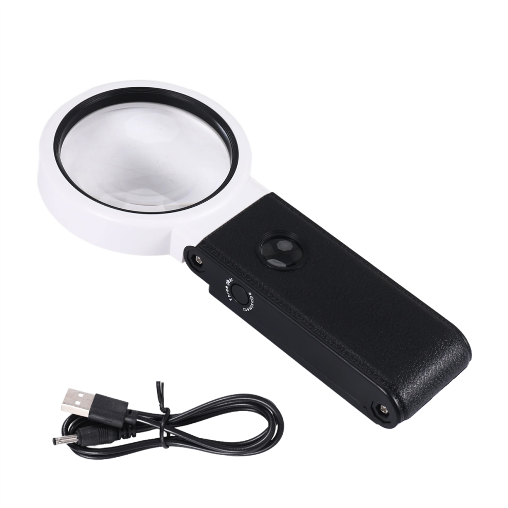 Jehiatek Light Magnifying Glass With And Stand, Hands Free Handheld 6X 25X Adjustable Folding Magnifier Led Ed