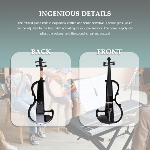 Beginner 4/4 Electric Violin Ebony Silent Introductory Set 2