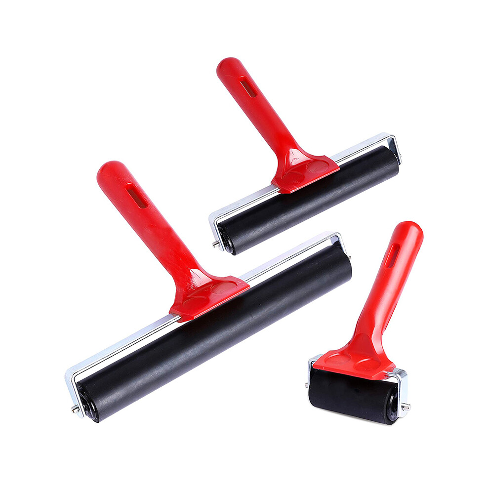 3 Pcs Rubber Roller Brayer Glue Tools For Printmaking Stamping Wallpaper Gluing Application 6/10/20 Cm 4851949470609