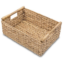 Grands paniers en osier pour organiser la salle de bain, rangement en jacinthe, panier de rangement avec poignée en bois