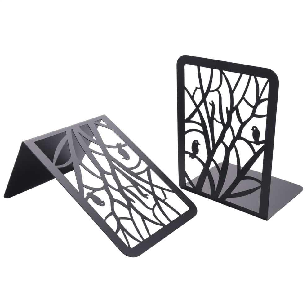 Serre-livres décoratifs pour étagères, pour l'école, la maison ou le bureau (noir, 1 paire)