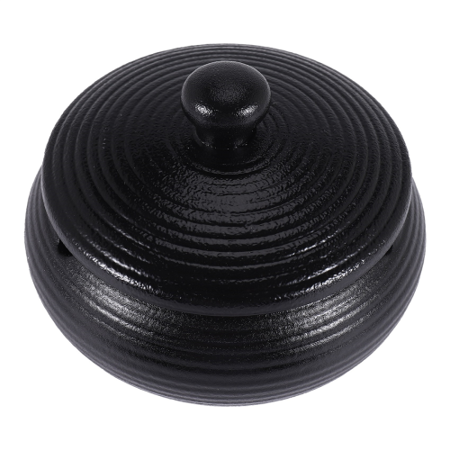 Ceramic Ashtray with Windproof Lid for Indoor Outdoor Use -Black 2