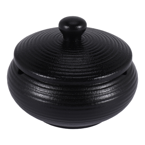 Ceramic Ashtray with Windproof Lid for Indoor Outdoor Use -Black 1