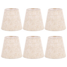 Small Lamp Shade Clip on Bulb Set of 6 for Candelabra Bulbs, Barrel Fabric Lampshade Table Chandelier Wall