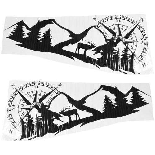Motif Cerf Montagne Noir Autocollant De Carrosserie Universel Pour Camping- car, Boussole, Navigation Animal - Décoration Pour Voiture, Caravane, Remorque Relooking Extérieur Camping-car