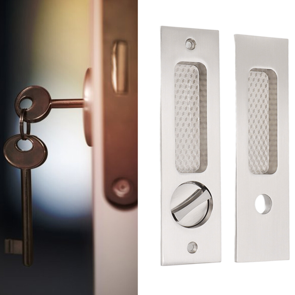 Sliding Door Mortise Lock With 2 Keys Zinc Alloy Invisible Recessed Handle Latch Pocket For Wood Furniture Hardware Brushed Nickel 7611317762197