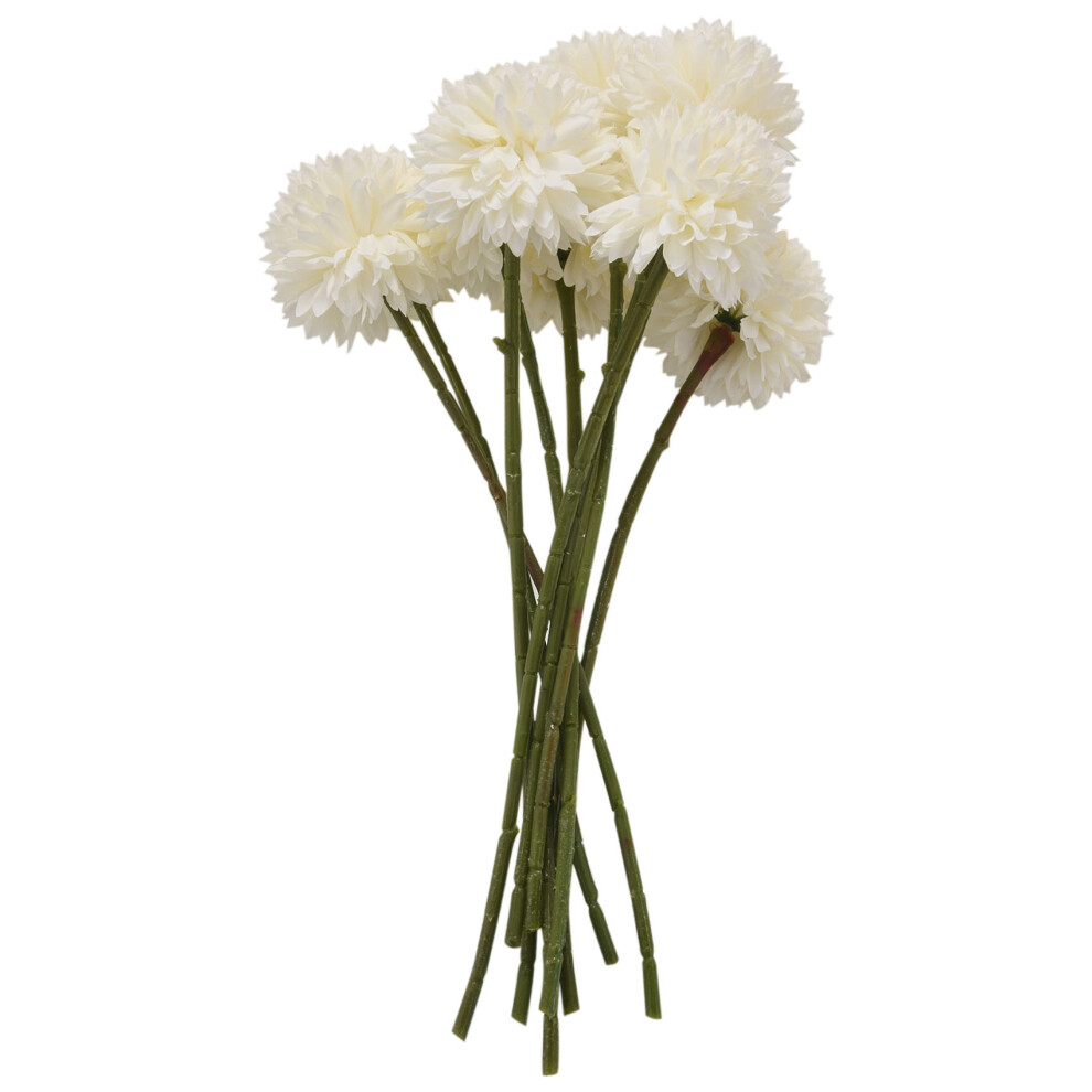 Jehiatek Chrysanthemum Ball Flowers Bouquet 10Pcs Present For Important People Glorious Moral(White) White
