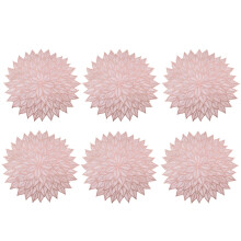 Conjunto de 6 jogos americanos, redondos, vazados, com flores, para mesa de jantar, em ouro rosa prensado