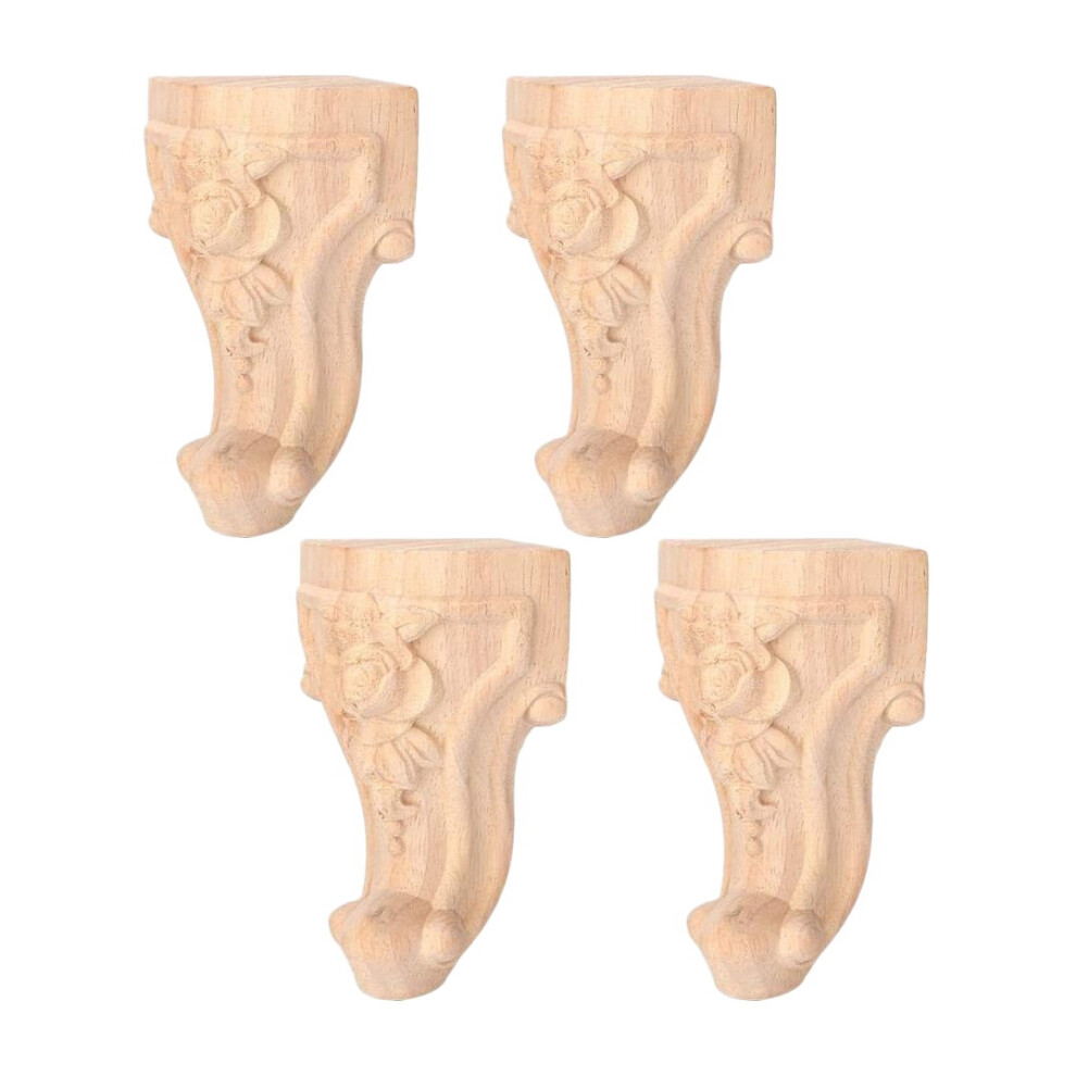 4 Pcs Furniture Legs European Style Cabinet Wood Carved Table Foot Sofa Feet (15X6cm) 4851949485030