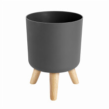 Modern Plant Pots with Wooden Legs Holder Bedroom Living Room Floor Standing Potted Flower Pot Home Garden -A