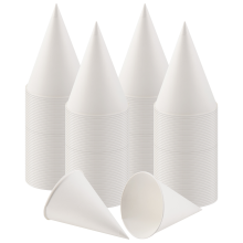 Copos de cone de papel branco, copos de neve, copos revestidos à prova de vazamento para gelo raspado, água 200 unidades