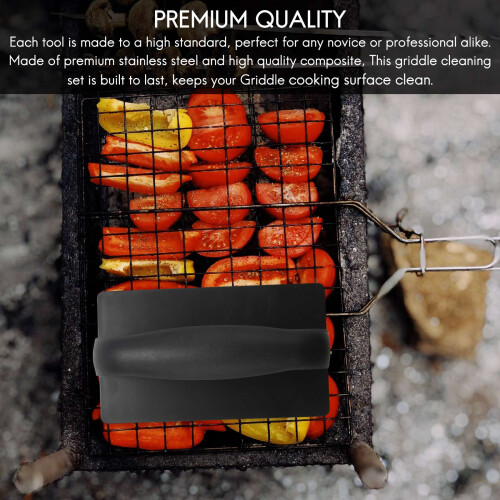 Versatility Griddle Cleaning Kit Grill Cleaner Tool Set for Hot or Cold Surfaces Scraper Brushes 2