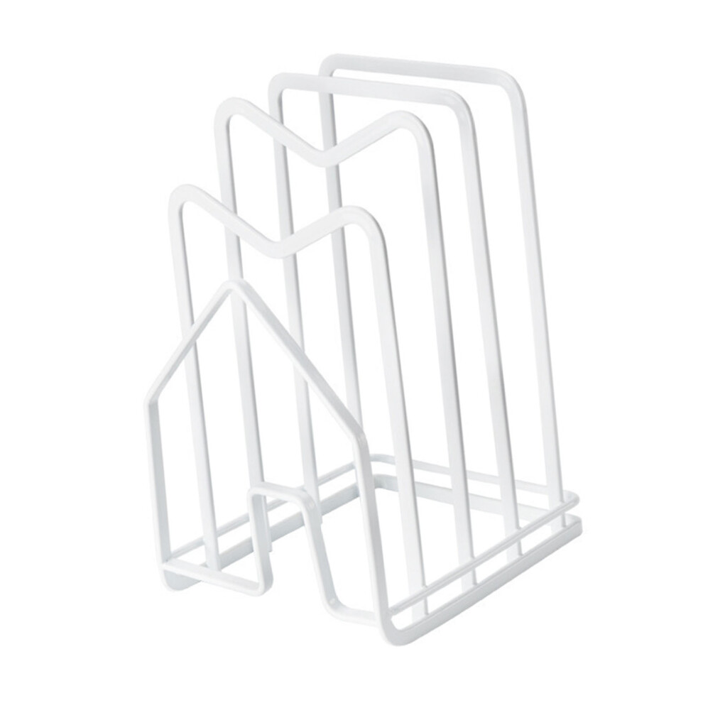 Chopping Board Storage Rack Multifunctional Pot Pan Lid Stand Holder Iron Good Ventilation Kitchen Countertop Organizer White Standard