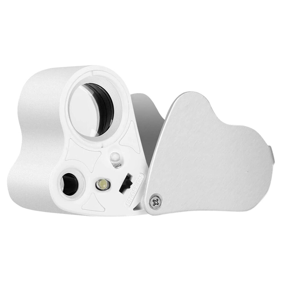 Jehiatek Light 30X 60X Illuminated Jewelers Loupe Folding Magnifier With Led For Jewelry Gems Watches Coins Stamps Antiques