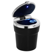Posacenere per auto con coperchio - Portatile da viaggio autoestinguente in plastica ignifuga, nero